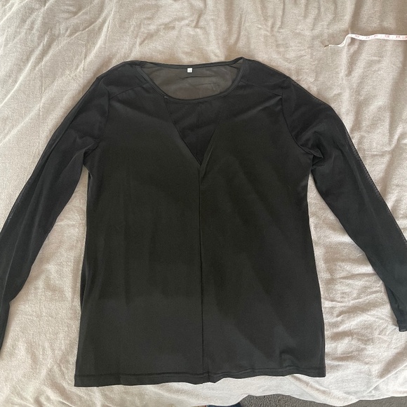 Ladies black long sleeved top with mesh cut outs - Picture 3 of 5